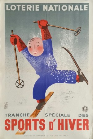 Original vintage poster ski winter sport Loterie Nationale